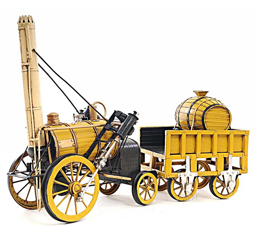 1829 Yellow Stephenson Rocket Steam Locomotive Model