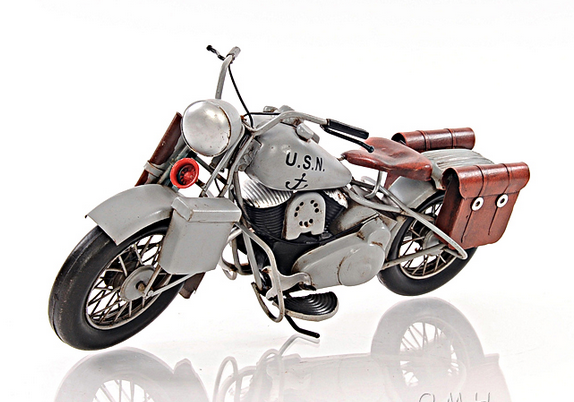 1942 Indian Model 741 Grey Military Motorcycle Model- 1:7 Scale