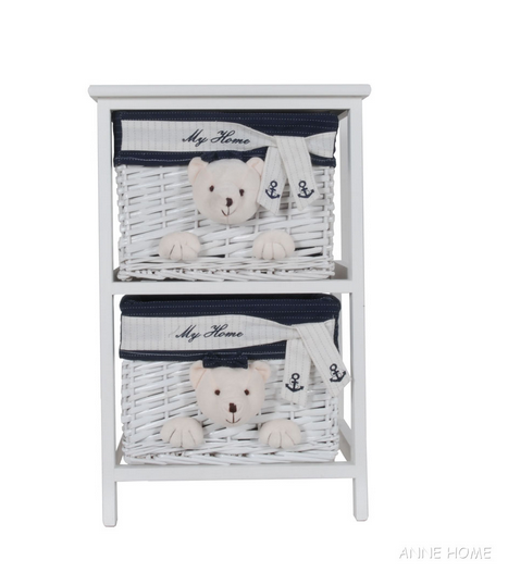 Anne Home - 2 Portable Storage Drawers with Bear Details in White