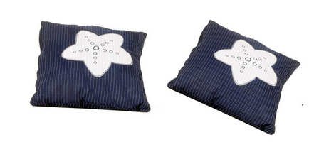 Anne Home - Set of 2 Blue Pillows with a White Star
