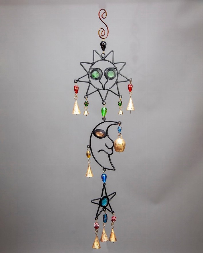 Celestial Sun And Moon Chime With Glass Beads