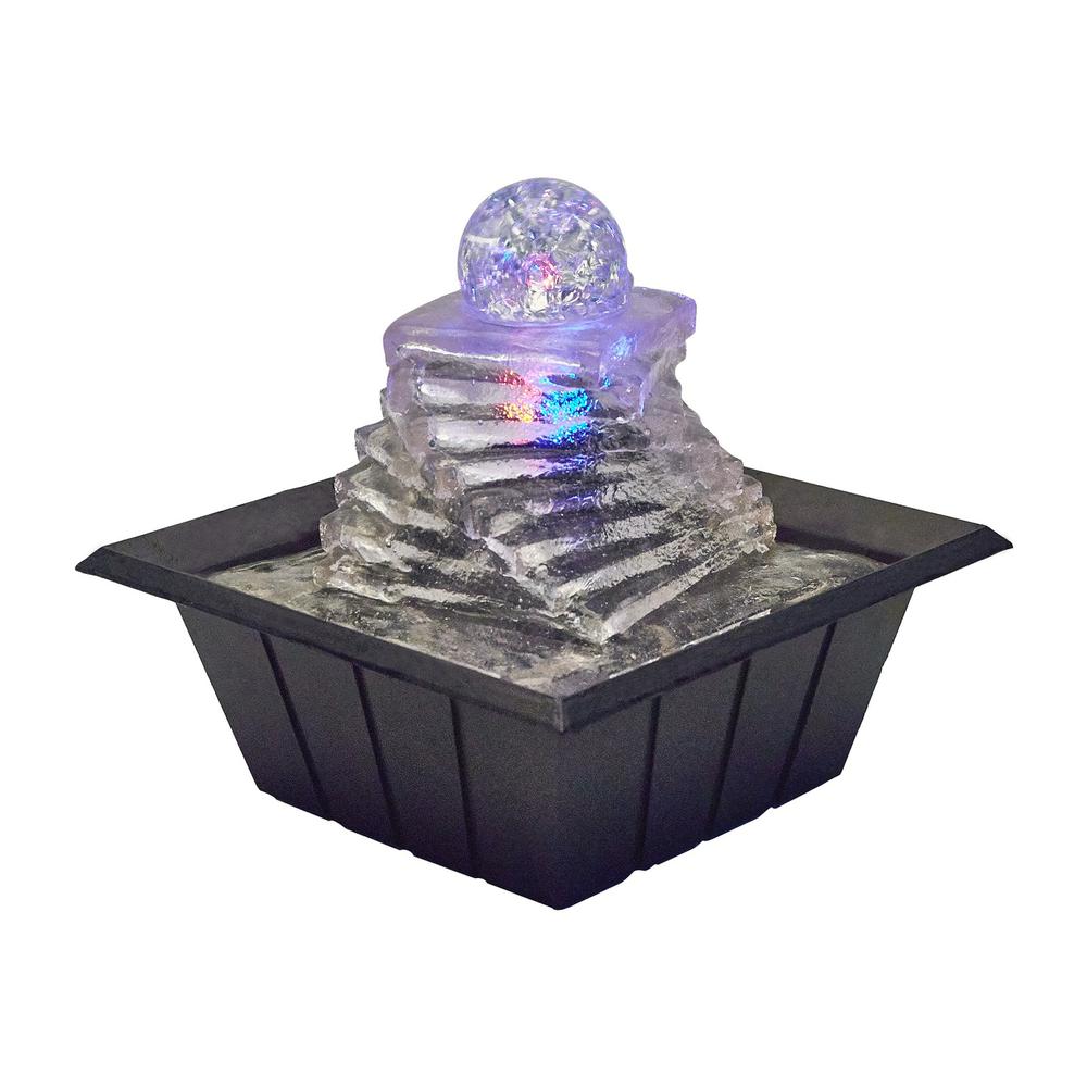 8"H Table Fountain With Light