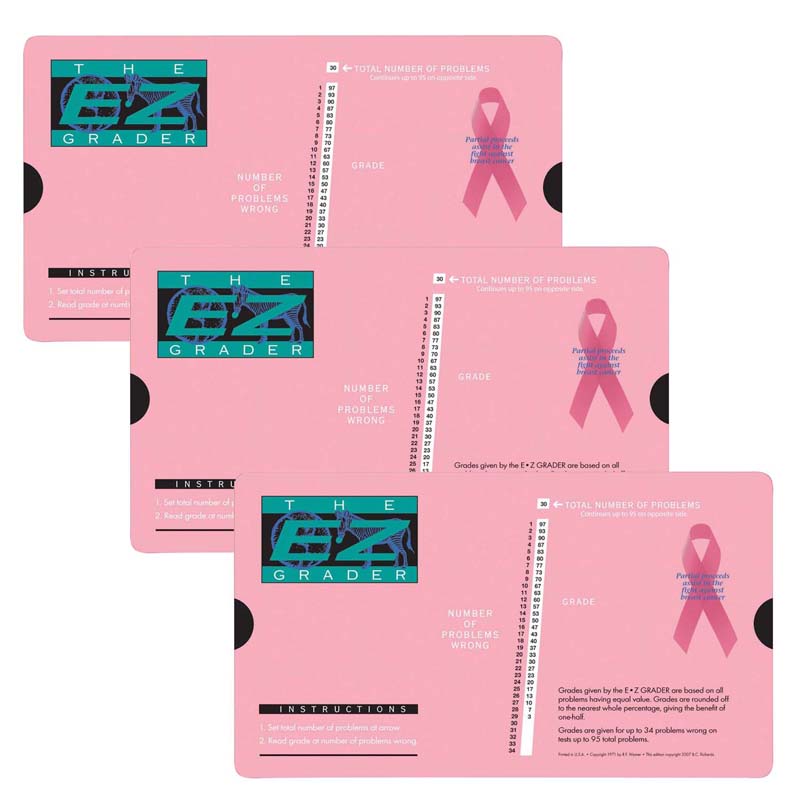 Breast Cancer Pink E-Z Grader, Pack of 3