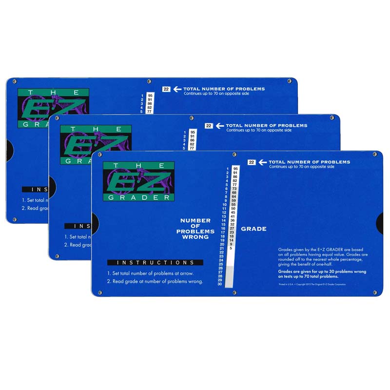E-Z Grader, Large Print, Blue, Pack of 3