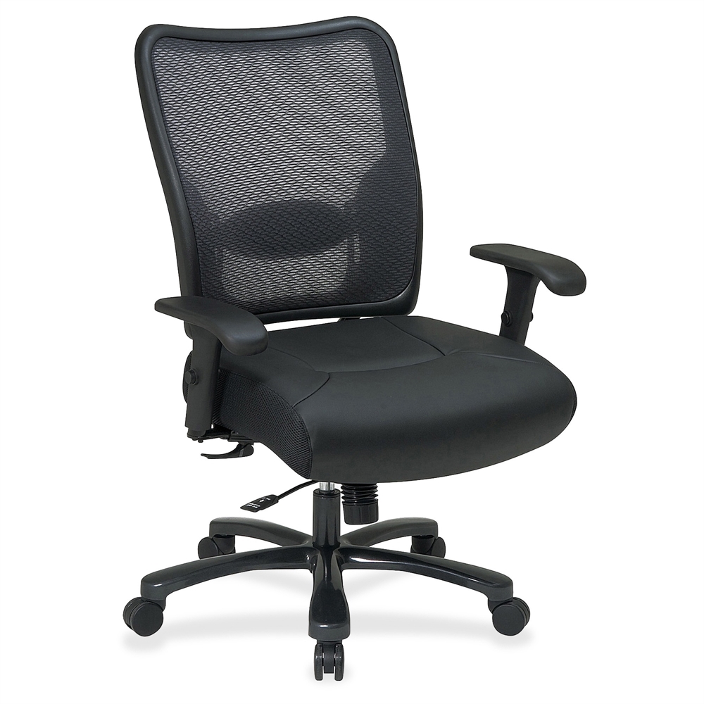 Office Star Space Task Chair - Leather Seat - 5-star Base - Black - 22" Seat Width x 21" Seat Depth - 30.3" Width x 28.8" Depth 