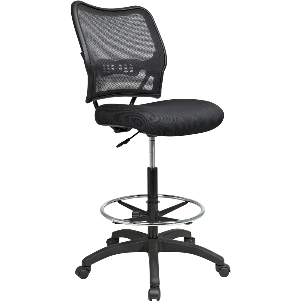 Office Star Air Grid Mesh Back Drafting Chair - Mesh Seat - Mesh Back - 5-star Base - Black - 20" Seat Width x 19.75" Seat Depth