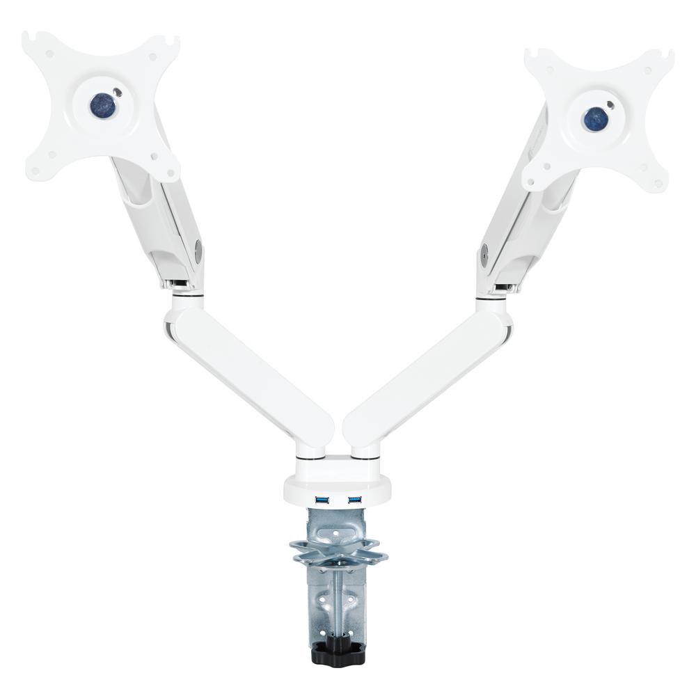Double Monitor Arm 17"-30" in White Finish, A2MAD1730-WH