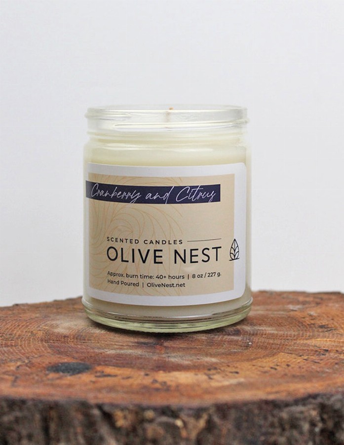 Olive Nest Candle - Cranberry and Citrus