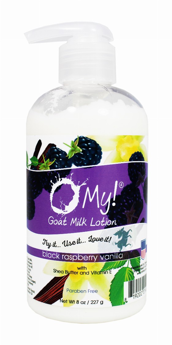 O My! Goat Milk Lotion - 8oz Clear Bottle with PumpBlack Raspberry Vanilla