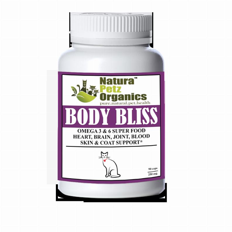 Body Bliss - Omega 3 & 6 Super Food + Heart, Brain Joint, Blood & Coat Support* Cat / 90 caps/ 250 mg/ Size 3