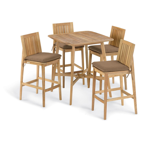 Oxford Garden Designs Islay 36in Square Bar Table + Islay Bar Chair (4) + Islay Bar Chair Cushion