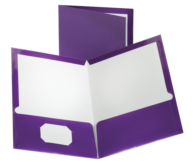 Oxford Letter Pocket Folder - 8 1/2" x 11" - 150 Sheet Capacity - 2 Pocket(s) - Purple - 25 / Box