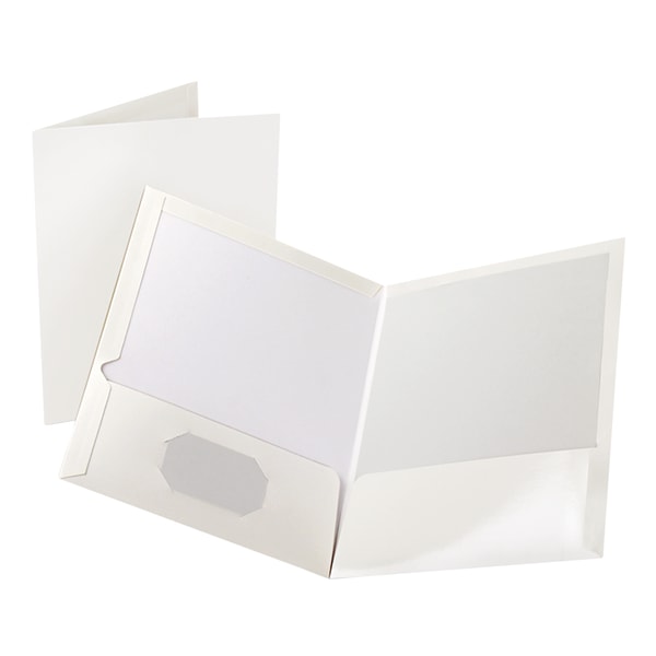 Oxford Letter Pocket Folder - 8 1/2" x 11" - 100 Sheet Capacity - 2 Pocket(s) - White - 25 / Box