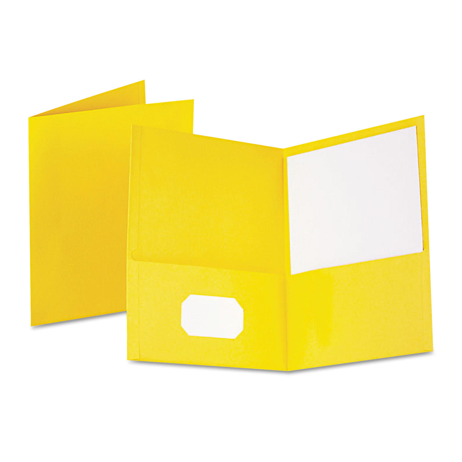 Oxford Letter Recycled Pocket Folder - 8 1/2" x 11" - 100 Sheet Capacity - 2 Internal Pocket(s) - Leatherette Paper - Yellow - 1