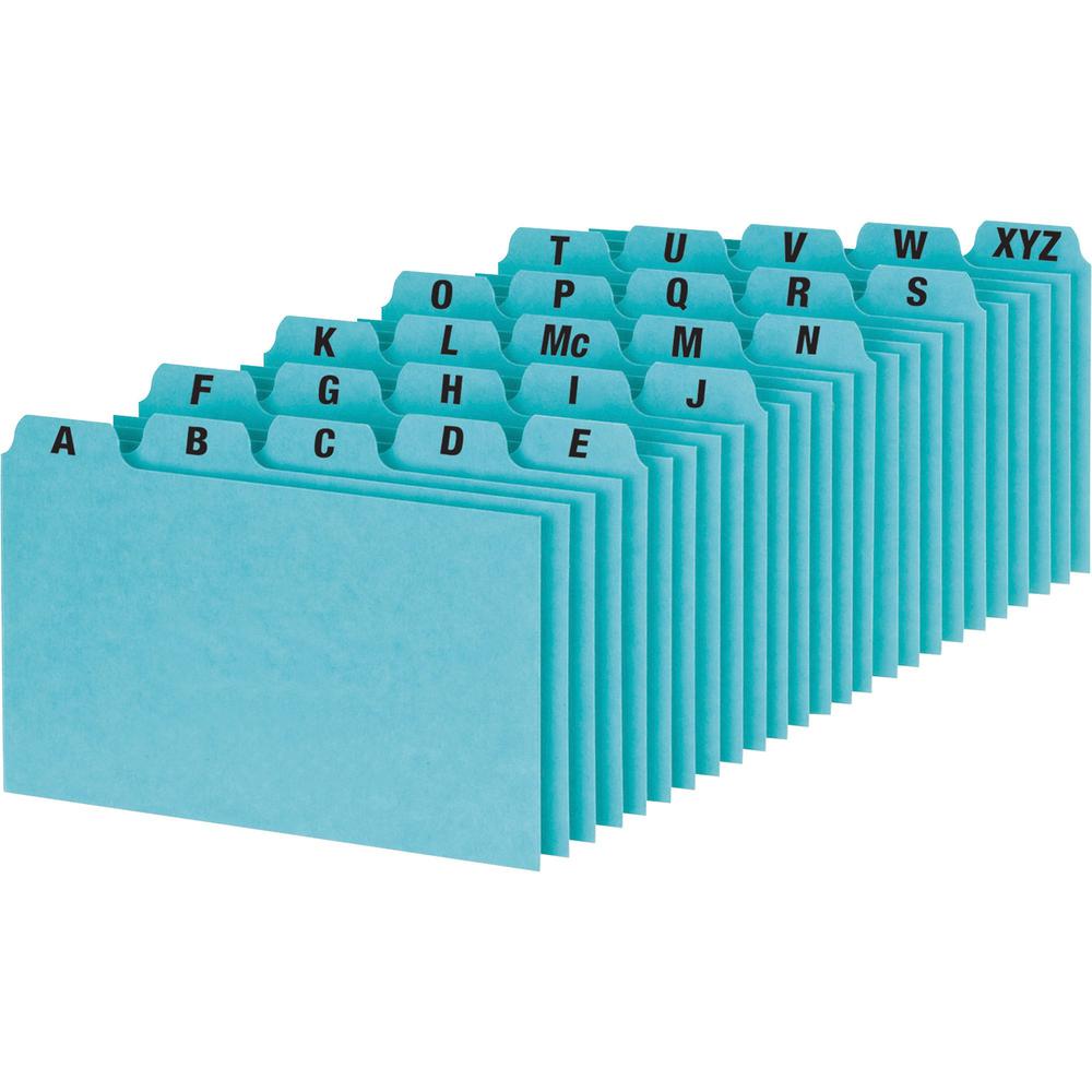 Oxford A-Z Tabs Index Card Guides - Printed Tab(s) - Character - A-Z - 9" Divider Width x 6" Divider Length - Blue Pressboard Di