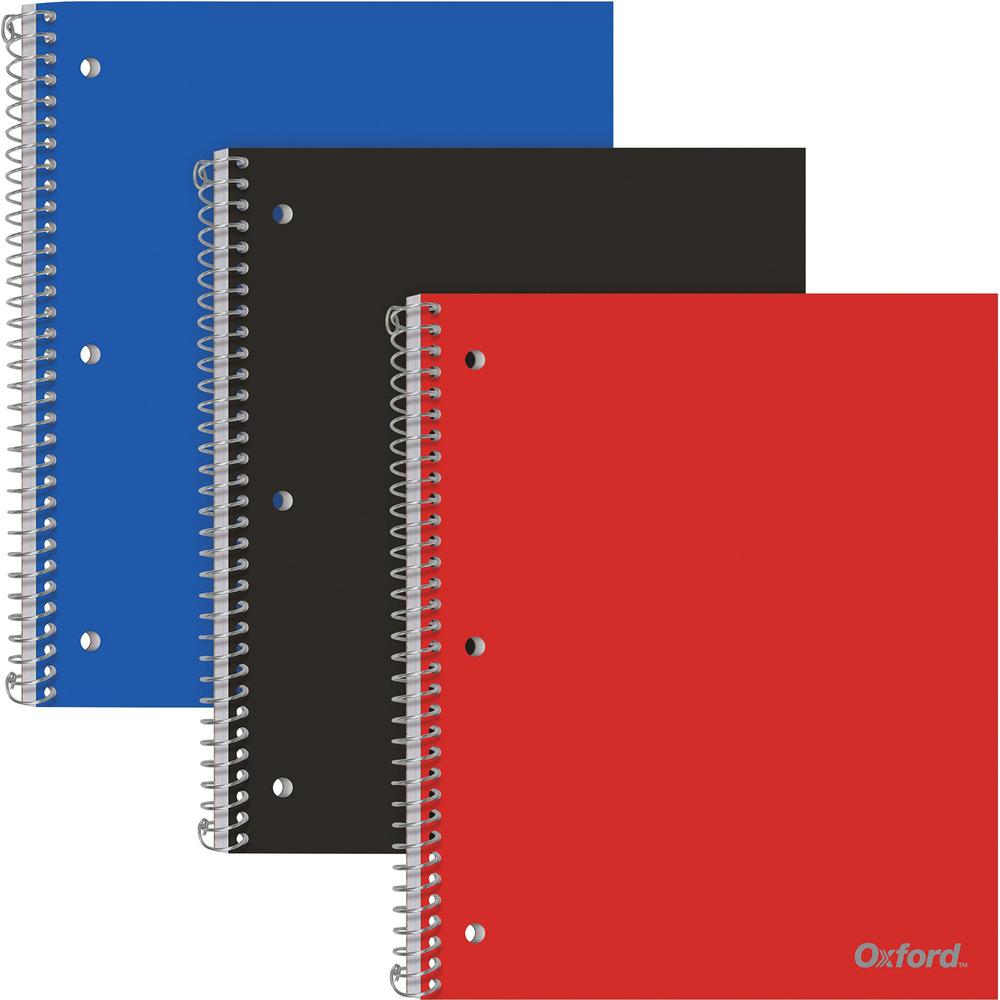 Oxford 1-Subject Poly Notebook - 1 Subject(s) - 100 Sheets - Spiral Bound - Wide Ruled - 3 Hole(s) - 0.30" x 8.5" x 10.5" - Asso