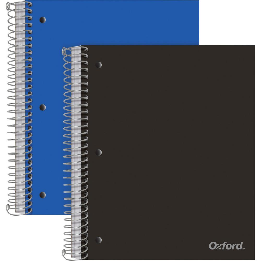 Oxford 3-Subject Poly Notebook - 3 Subject(s) - 150 Sheets - Wire Bound - Wide Ruled - Red Margin - 3 Hole(s) - 0.50" x 8.5" x 1