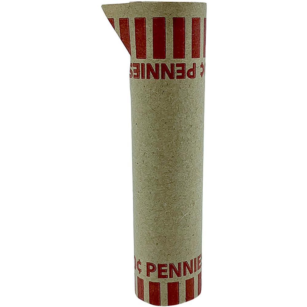 PAP-R Tubular Coin Wrappers - Total $0.50 in 50 Coins of 1 Denomination - Heavy Duty, Burst Resistant - Kraft - Red