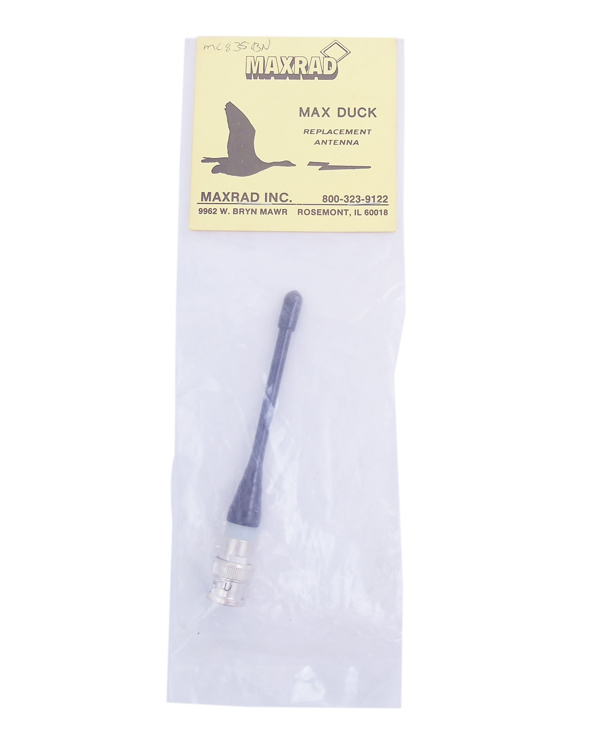 Maxrad - 4" Tall 835 Mhz Rubber Antenna With Bnc Fitting