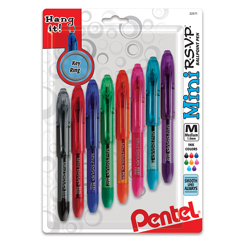 R.S.V.P. Mini Ballpoint Pens, 8-pack