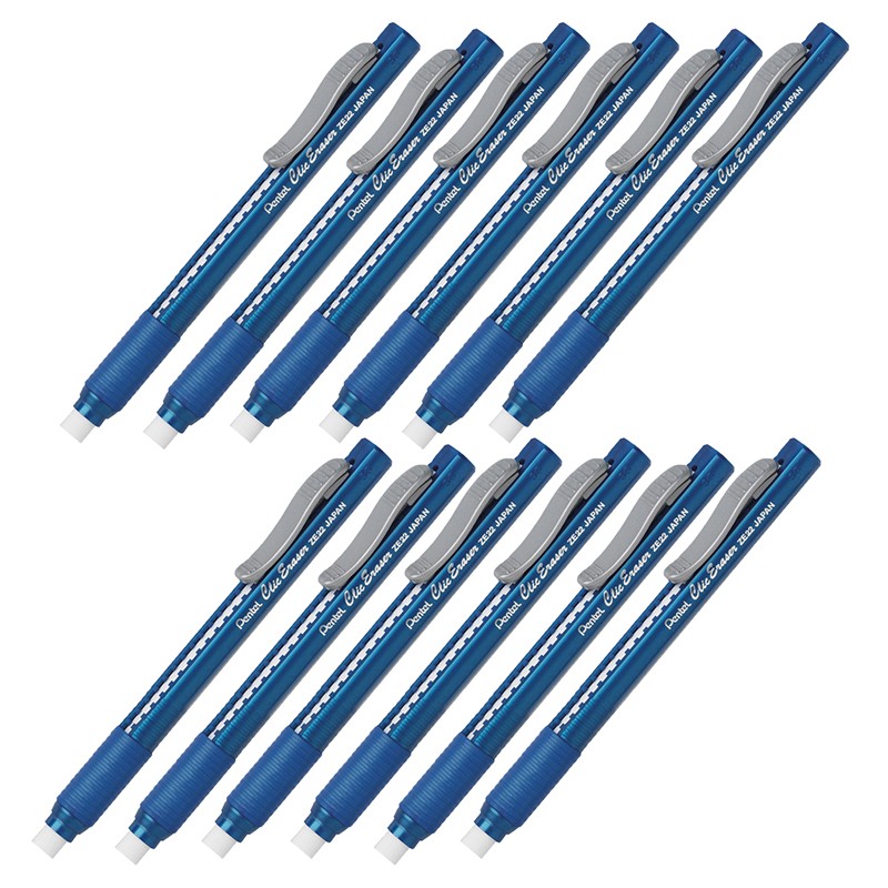Clic Erasers Grip, Blue Barrel, Pack of 12