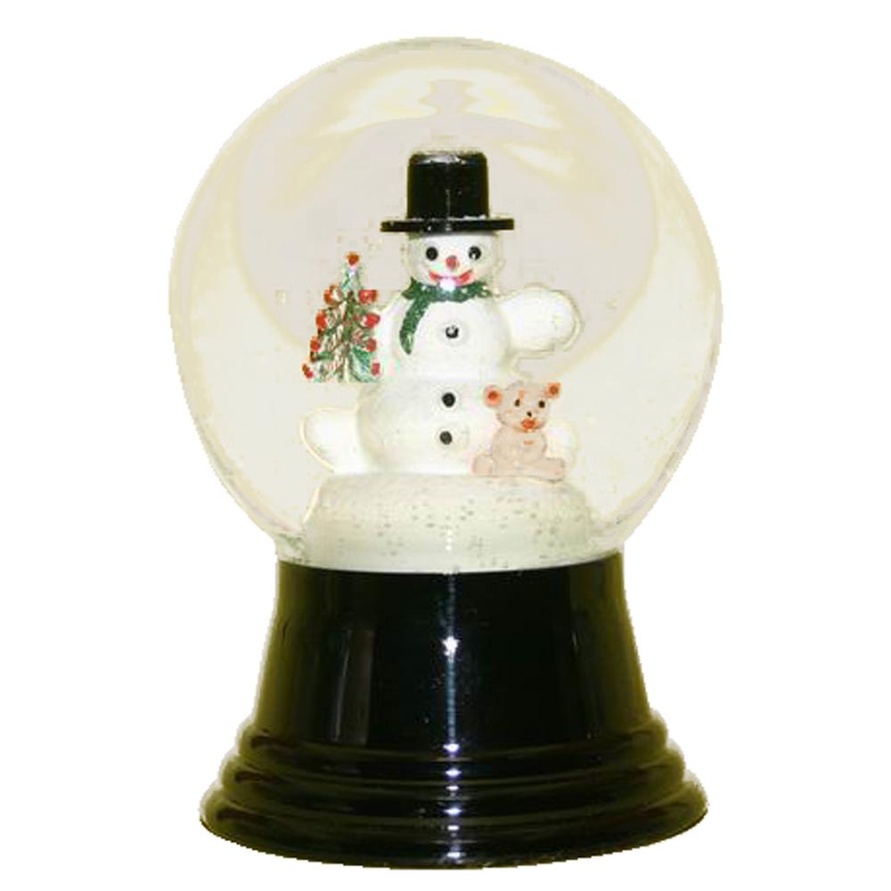Perzy Snowglobe - Medium Snowman with Bear - 5"H x 3"W x 3"D
