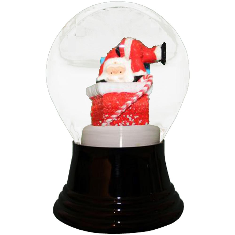 Perzy Snowglobe, Medium Santa in Chimney - 5"H x 3"W x 3"D