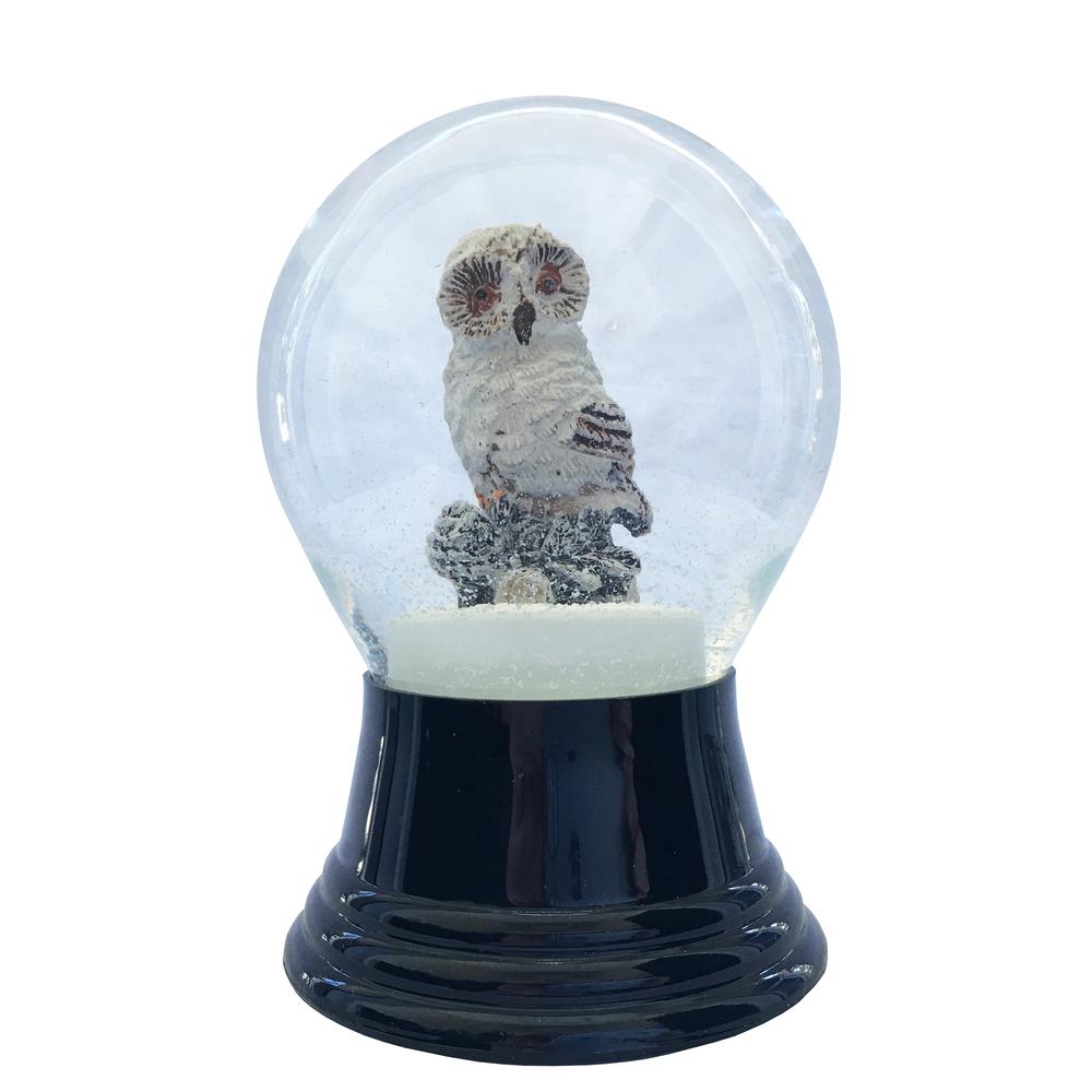 Perzy Snowglobe - Snowy Owl - 5"H x 3"W x 3"D