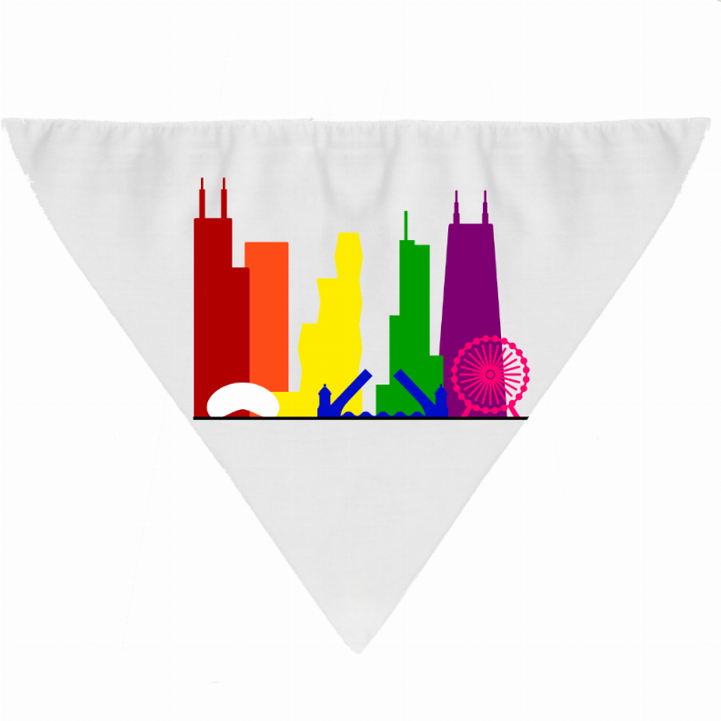 Dog Bandana - Large Chicago Pride Skyline