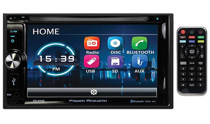 Power Acoustik 6.2" Double Din Receiver with Bluetooth & Detachable Faceplate w/Padded Carry Case