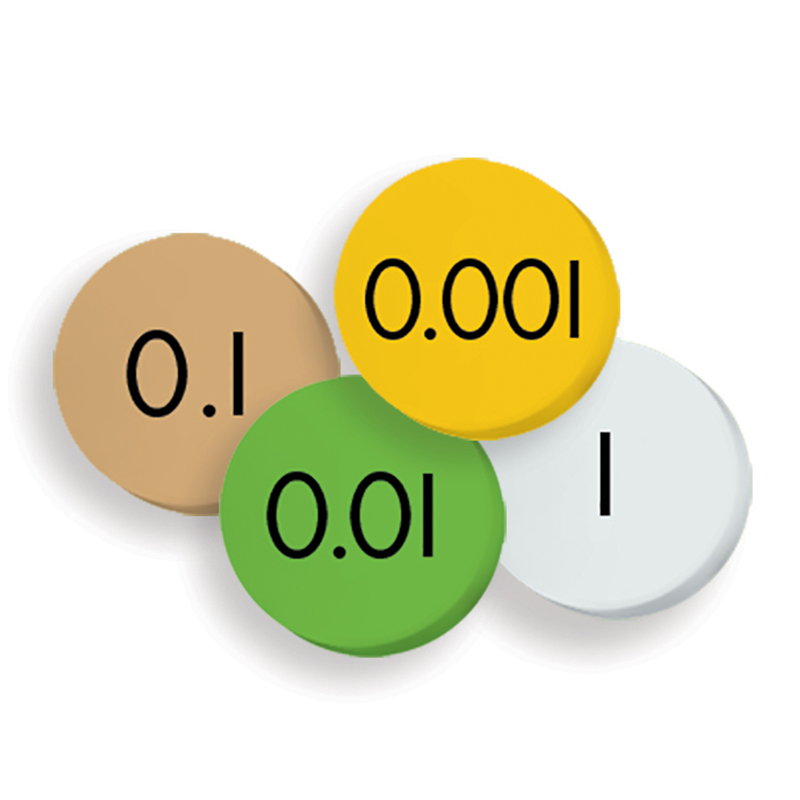 4-Value Decimals to Whole Number Place Value Discs, 100 Discs