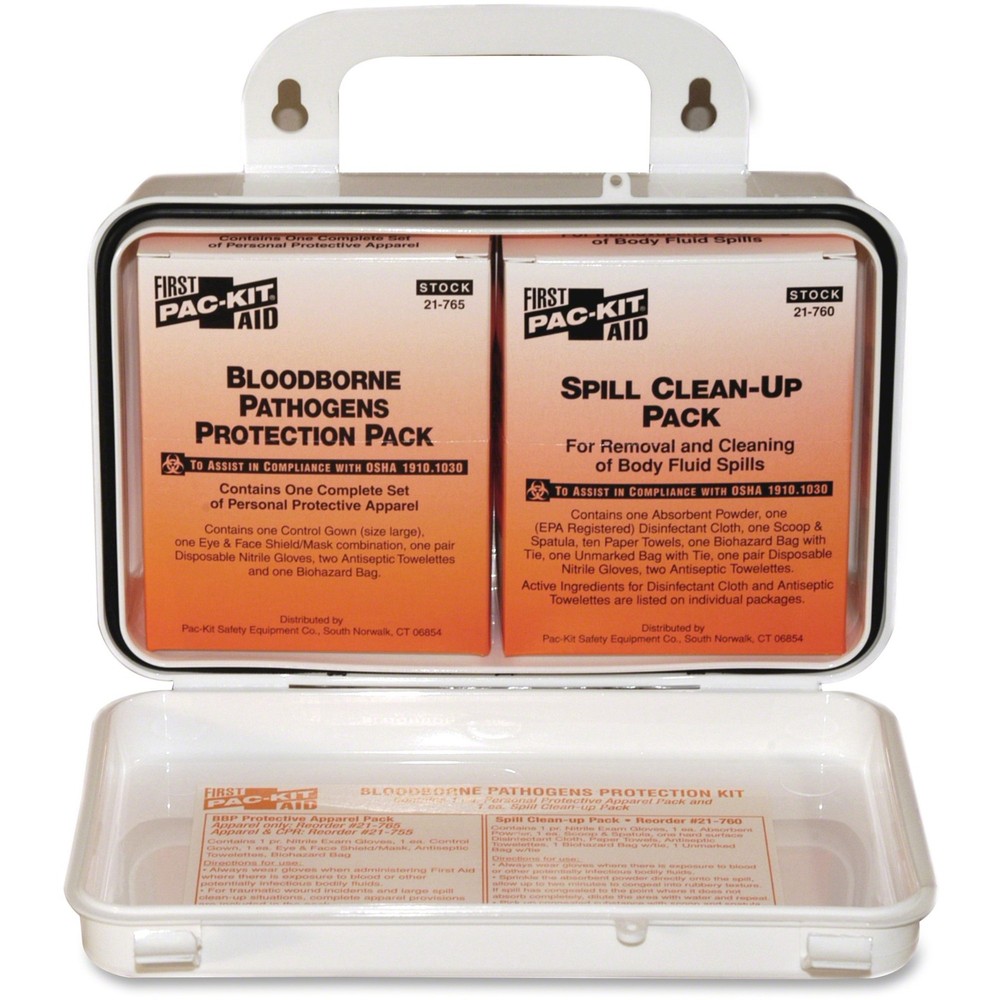 Pac-Kit Safety Equipment Bloodborne Pathogens Kit - 27 x Piece(s) - 4.5" Height x 7.5" Width x 2.8" Depth Length - Plastic Case 