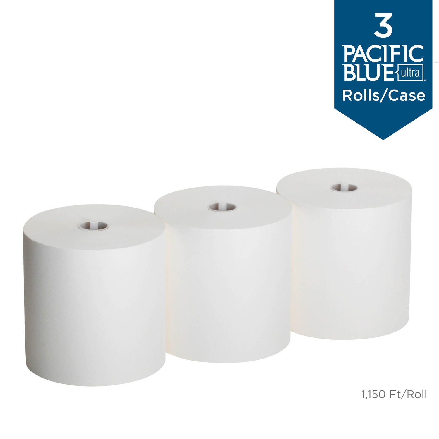 Pacific Blue Ultra High-Capacity Recycled Paper Towel Rolls - 7.87" x 1150 ft - White - Flexible - 3 Rolls Per Carton - 3 / Cart