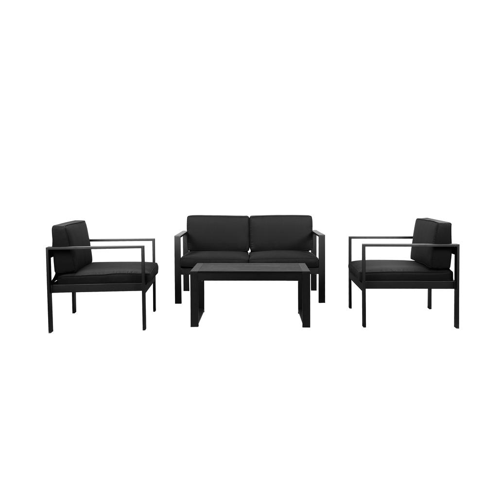 Karen 4 Piece Sofa Set, Black