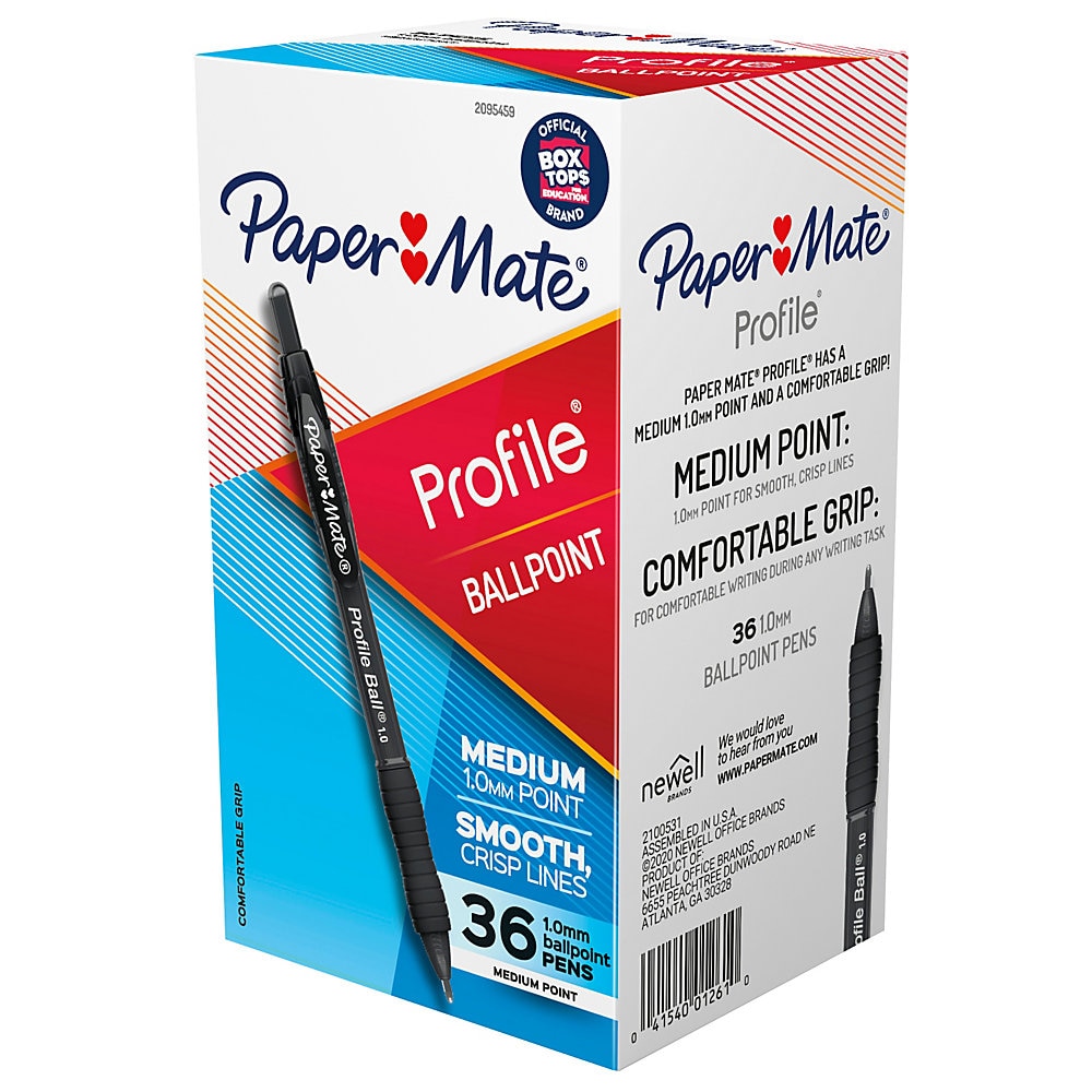 Paper Mate Profile 1.0mm Ballpoint Pens - Medium Pen Point - 1 mm Pen Point Size - Conical Pen Point Style - Retractable - Black