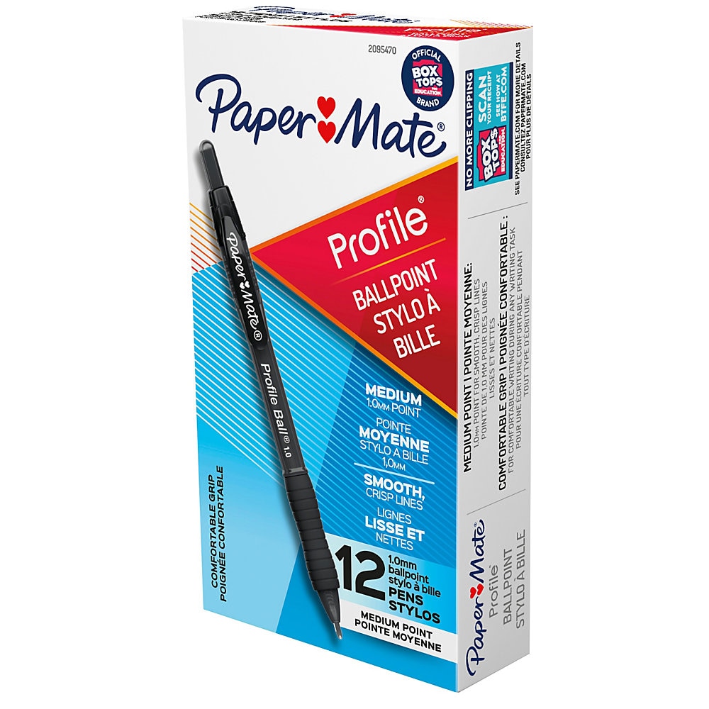 Paper Mate Profile 1.0mm Ballpoint Pens - Medium Pen Point - 1 mm Pen Point Size - Conical Pen Point Style - Retractable - Black