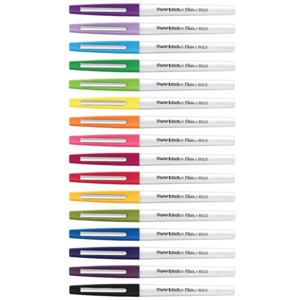 Paper Mate Flair Felt Tip Pens - Bold Pen Point - Assorted - 16 / Pack