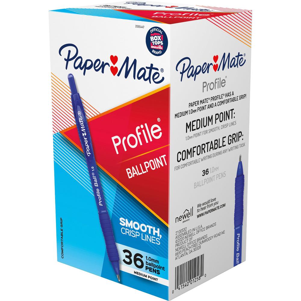 Paper Mate Profile 1.0mm Ballpoint Pens - Medium Pen Point - 1 mm Pen Point Size - Conical Pen Point Style - Retractable - Blue 