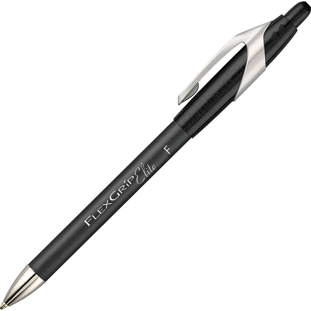 Paper Mate FlexGrip Elite Retractable Ballpoint Pens - Fine Pen Point - 0.8 mm Pen Point Size - Refillable - Retractable - Black