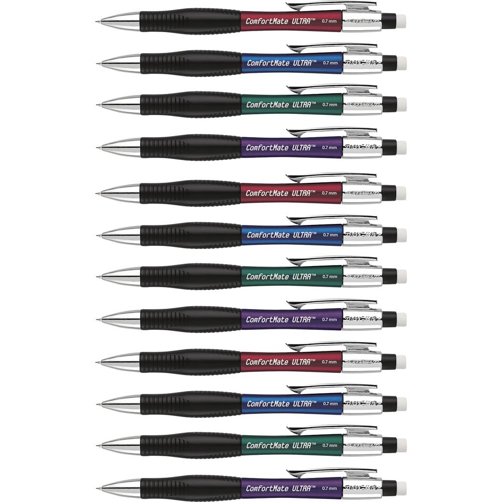 Paper Mate Comfortable Ultra Mechanical Pencils - #2 Lead - 0.7 mm Lead Diameter - Black Lead - Assorted Barrel - 1 Dozen