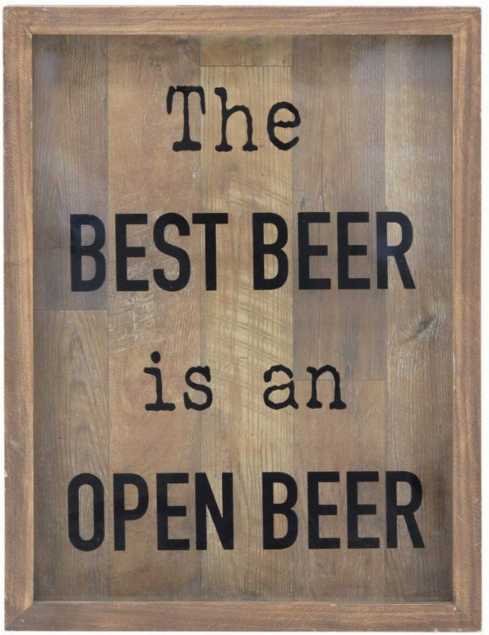 Decorative Wood Framed Shadow Box Sign - Best Beer is an Open Beer