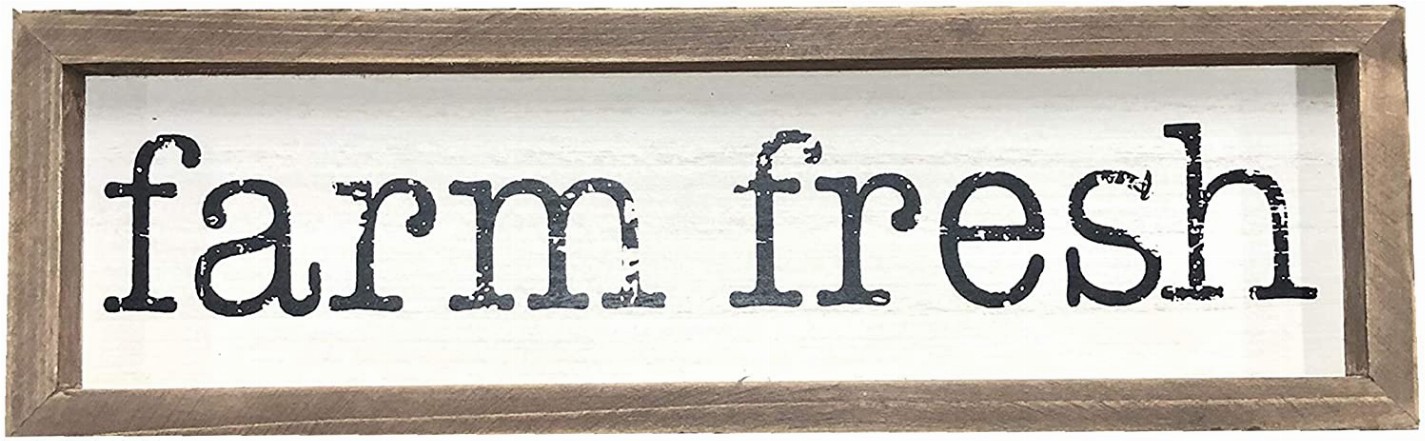 Farm Fresh Solid Pine Wood Framed Signs for Home Decor- Rustic Farmhouse Decorations