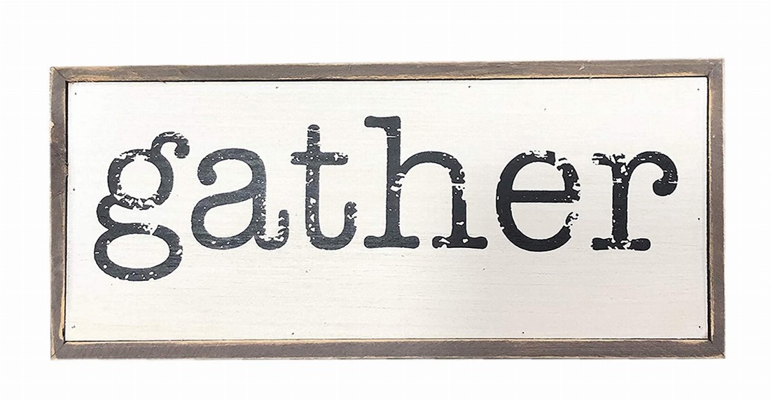 Gather Rustic Wood Block Signs for Home Decor- Small Cute Farmhouse Solid Pine Wood Signs Decor