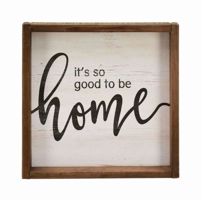 It's So Good to Be Home Vintage Wood Framed Wall Plaque- Decorative Wood Wall Hanging Sign for Home- Kitchen- Living Room- Rusti