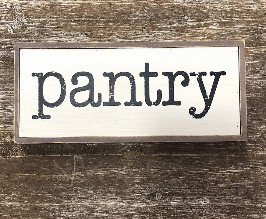 Rustic Wood Pantry Box Sign- Farmhouse Kitchen Freestanding Decor