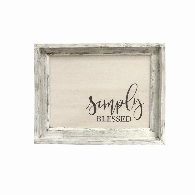 Simply Blessed Wood Wall Framed Sign White Wood Wall Decor