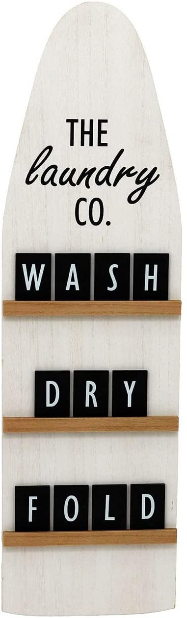 The Laundry Co.Wash Dry Fold Wood Home Signs Wall Decor-Rustic Farmhouse Home Decor|Large Vantage Wall Plaque for Living Room or