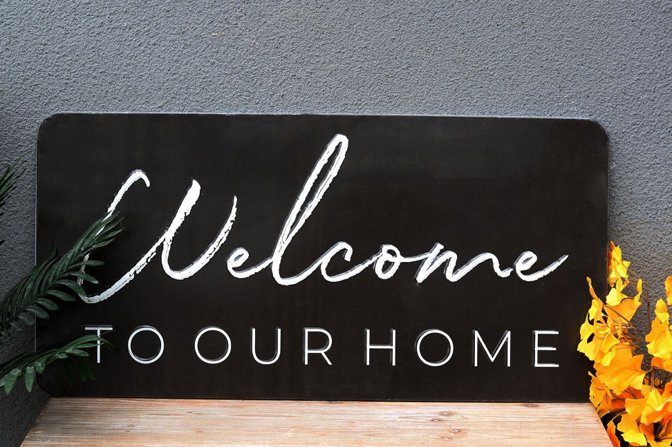 Welcome to Our Home Embossed Metal Printing Wall Sign Decor