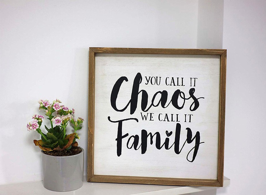 Wood Family Sign Plaque- You Call It Chaos- We Call It Family 12x12"