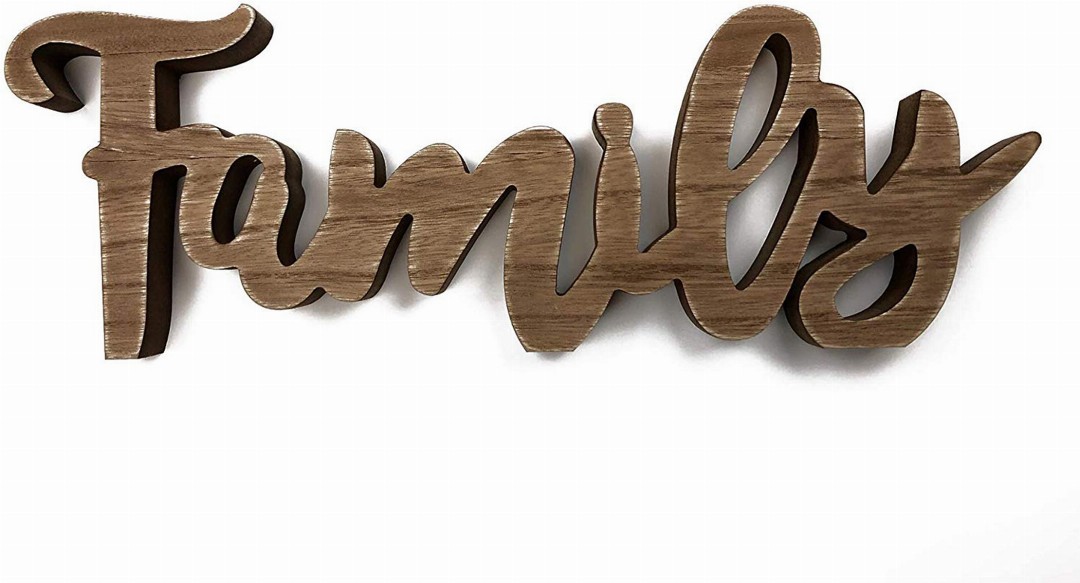 Wooden Family Tabletop Sign Decor-Rustic Family Freestanding Word Decor
